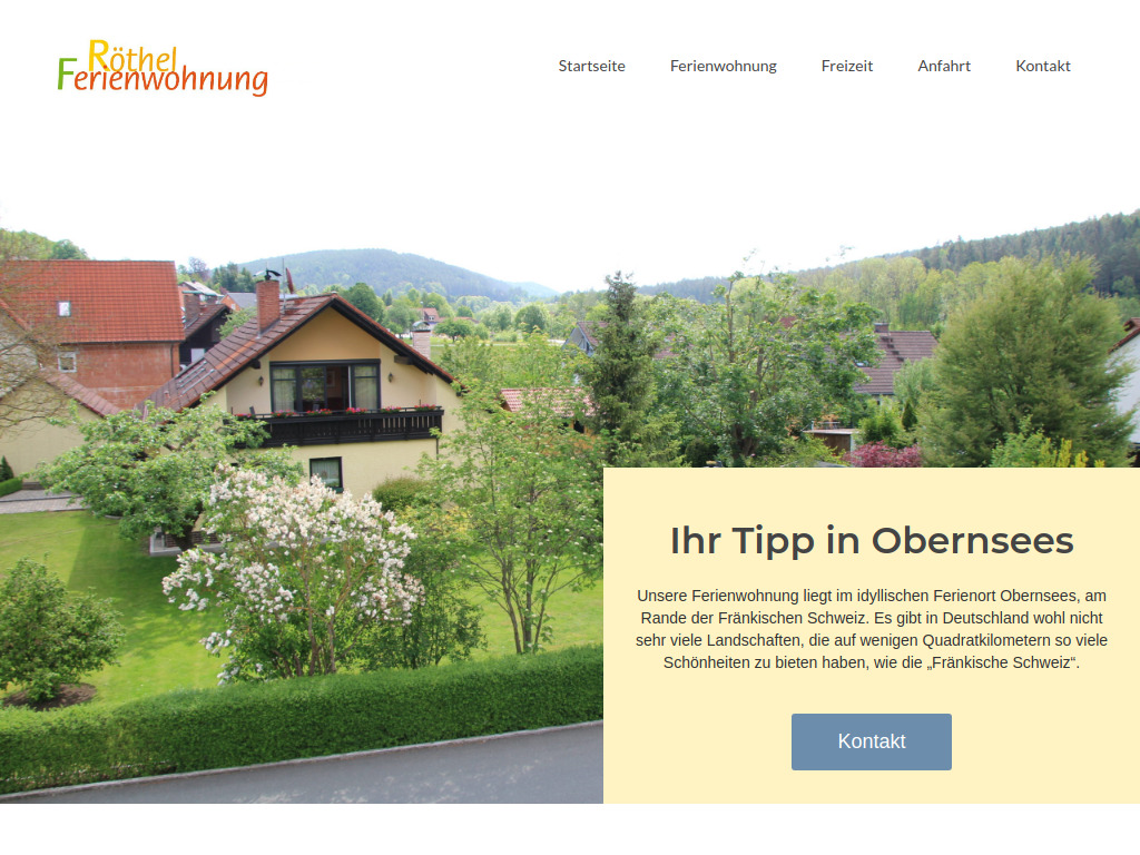 Website von Wolfgang und Helga Röthel in Mistelgau-Obernsees