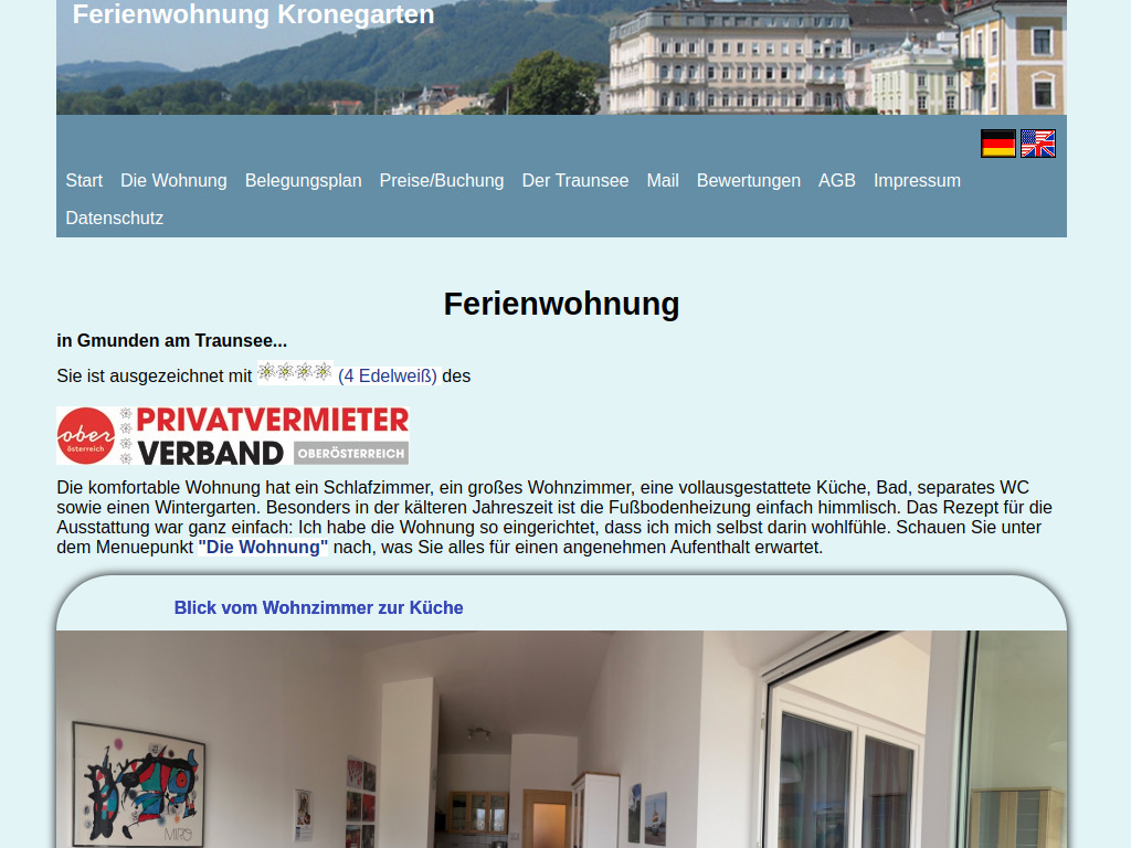 Website von Ferienwohnung Kronegarten in Frankfurt