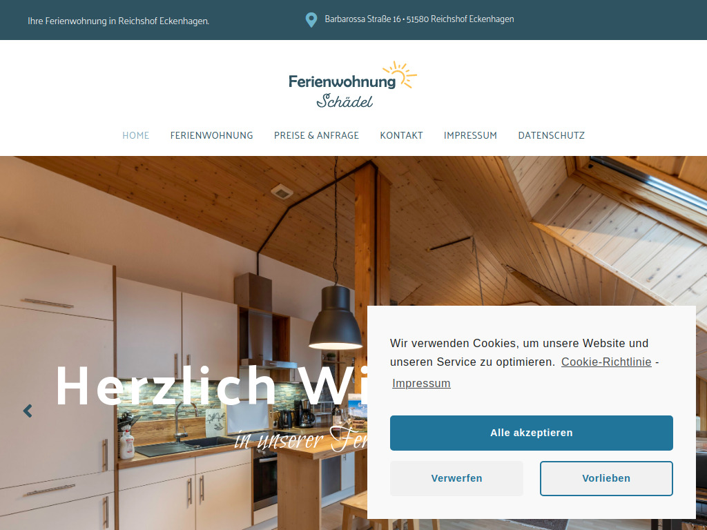 Website von Ferienwohnung Schädel in Reichshof
