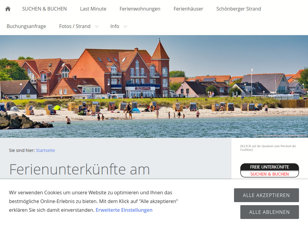 Website von Schönberger Strand Ferienwohnungen & Ferienhäuser an der Ostsee