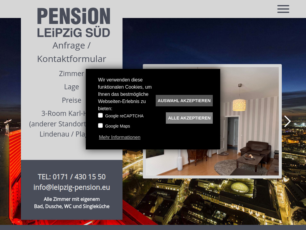 Website von Pension Leipzig in Leipzig