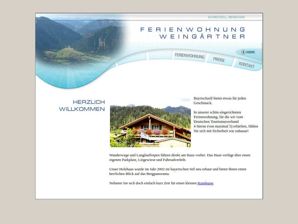 Website von Ferienwohnung Weingärtner in Bayrischzell