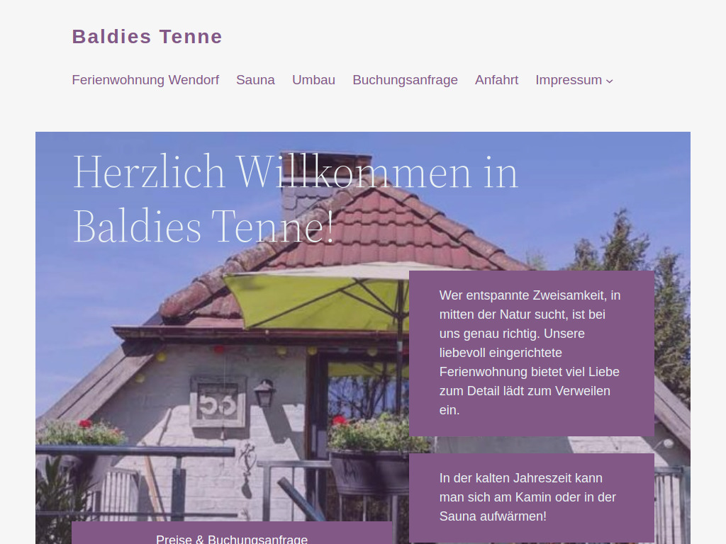 Website von Baldies Tenne in Sanitz
