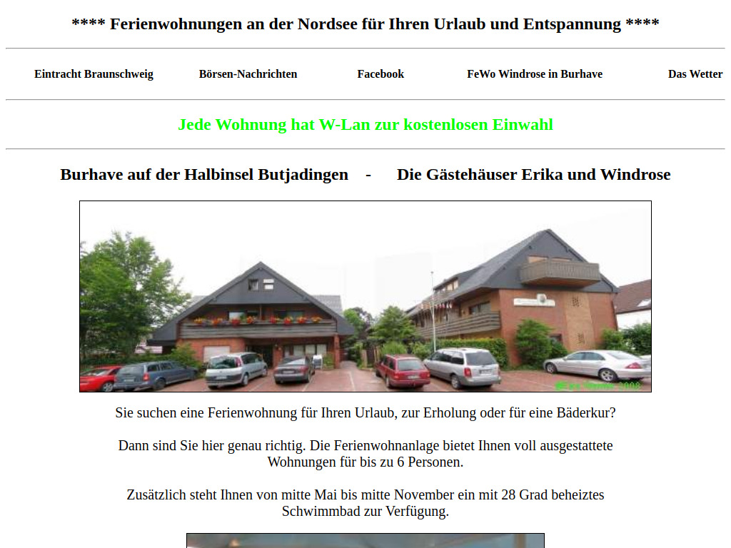 Website von Ferienwohnung Windrose in Braunschweig
