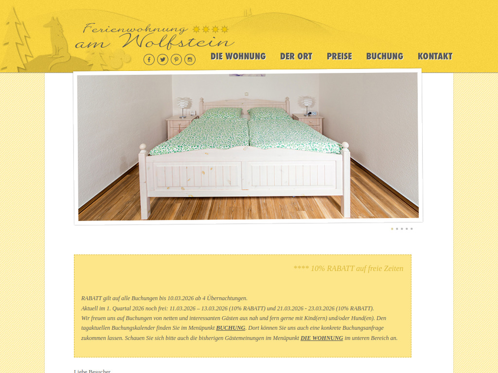 Website von Ferienwohnung Am Wolfstein in Bad Harzburg