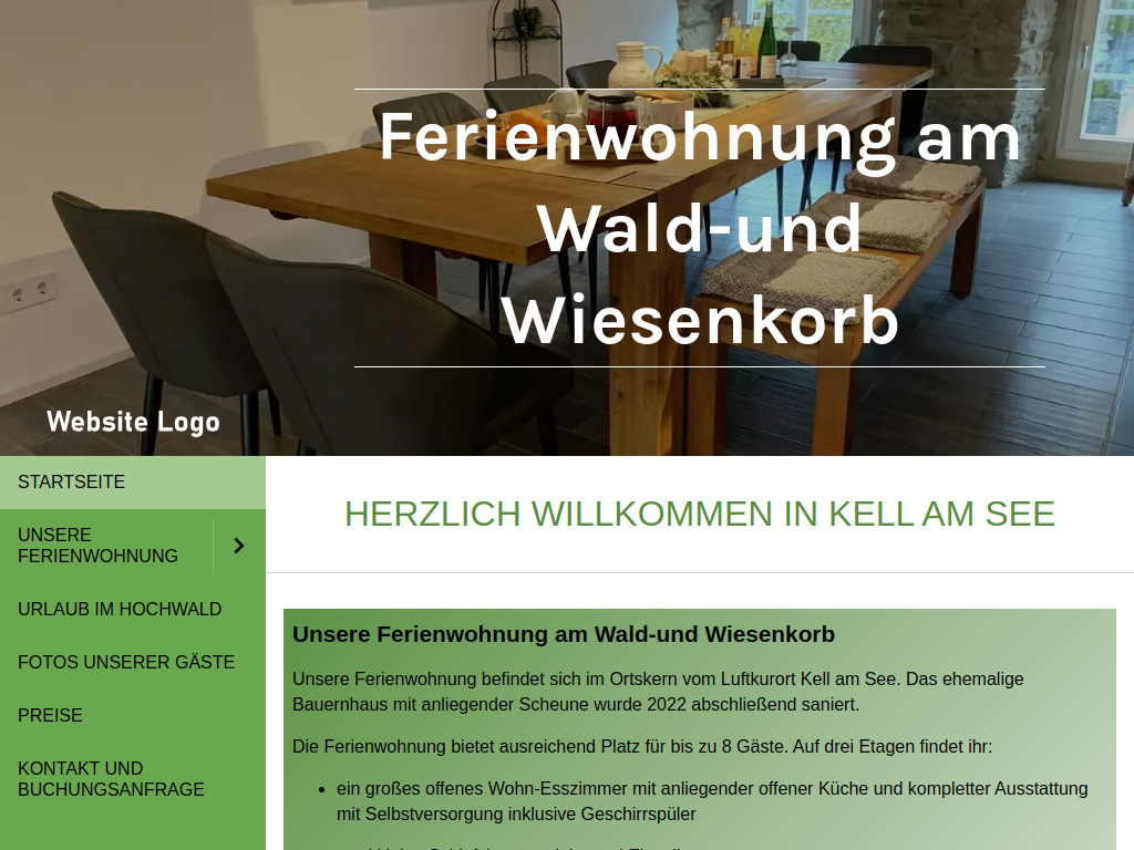 Website von Ferienwohnung am Wald-und Wiesenkorb in Kell am See