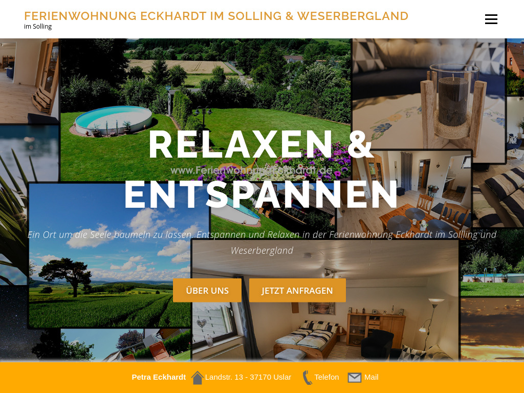 Website von Ferienwohnung Eckhardt im Solling & Weserbergland in Usla