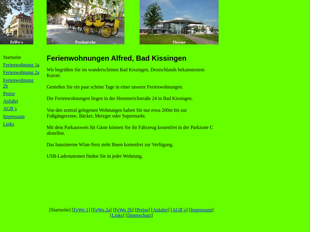 Website von Ferienwohnungen Bad Kissingen in Bad Kissingen