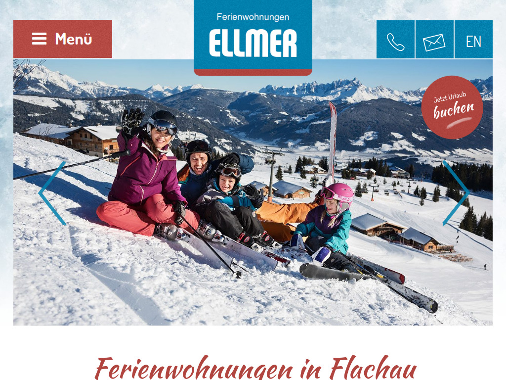 Website von Ferienwohnungen Ellmer in Flachau