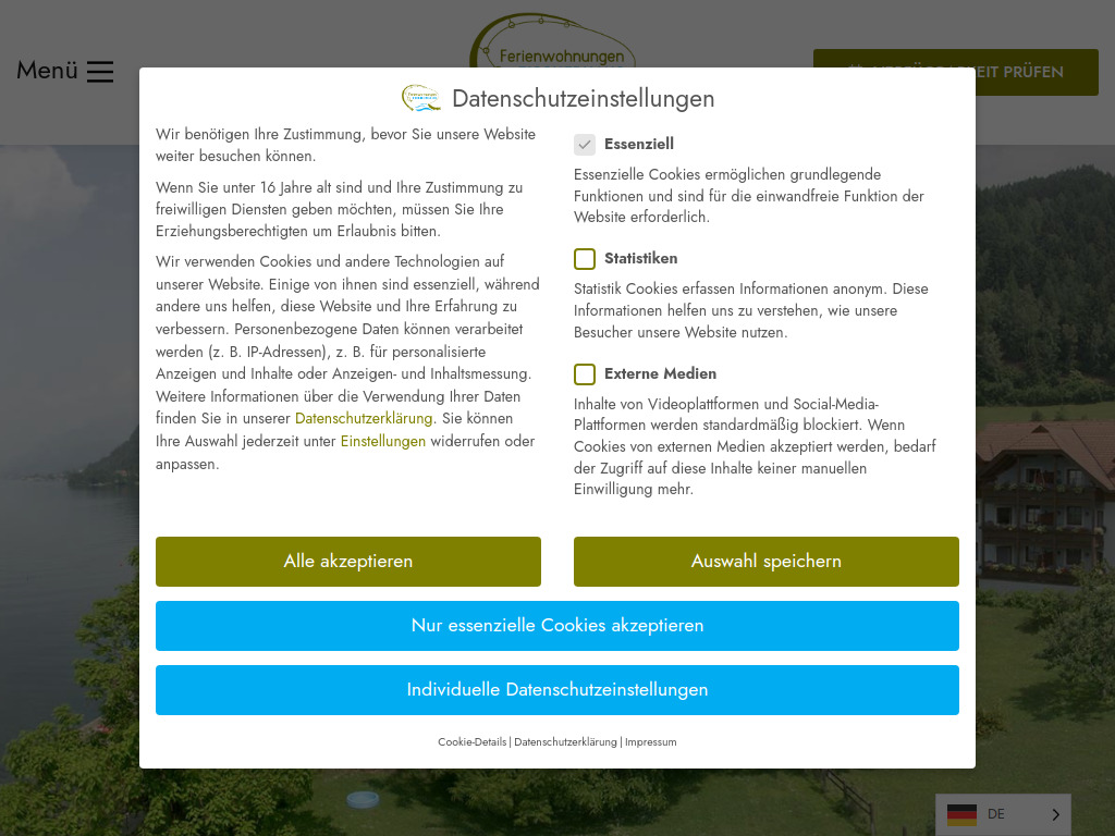 Website von Ferienwohnungen Fischerhaus in Millstatt