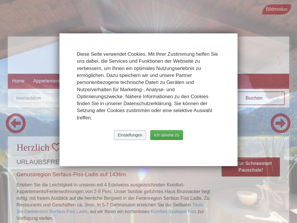 Website von Haus Brunnacker in Fiss