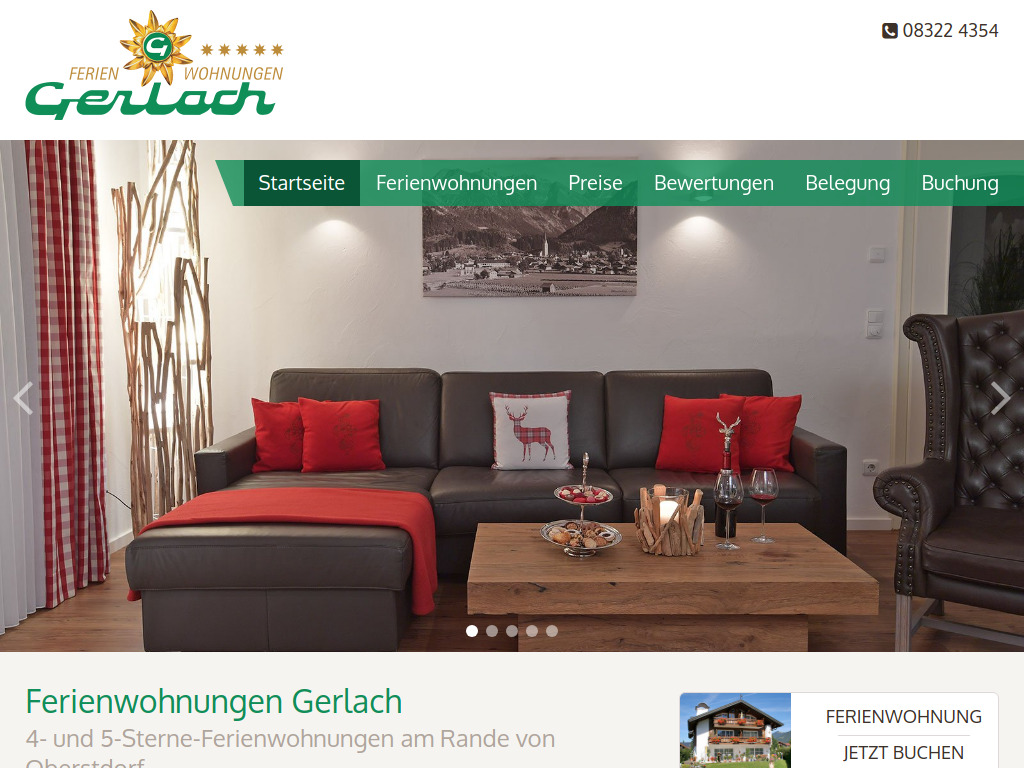 Website von Ferienwohnungen Gerlach in Oberstdorf