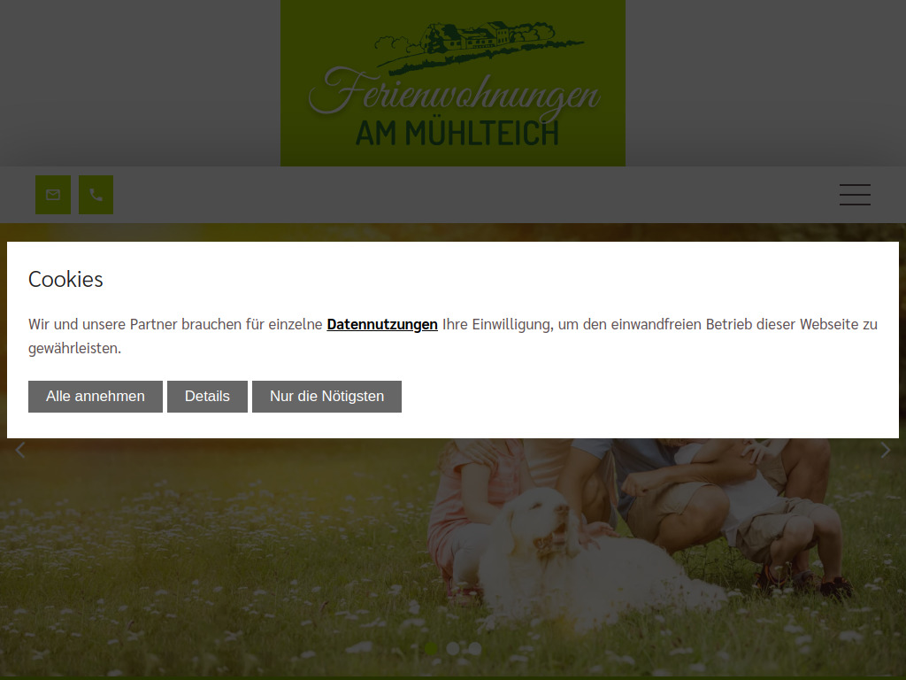 Website von Ferienwohnungen "Am Mühlteich" Ulrike Haase in Radeburg