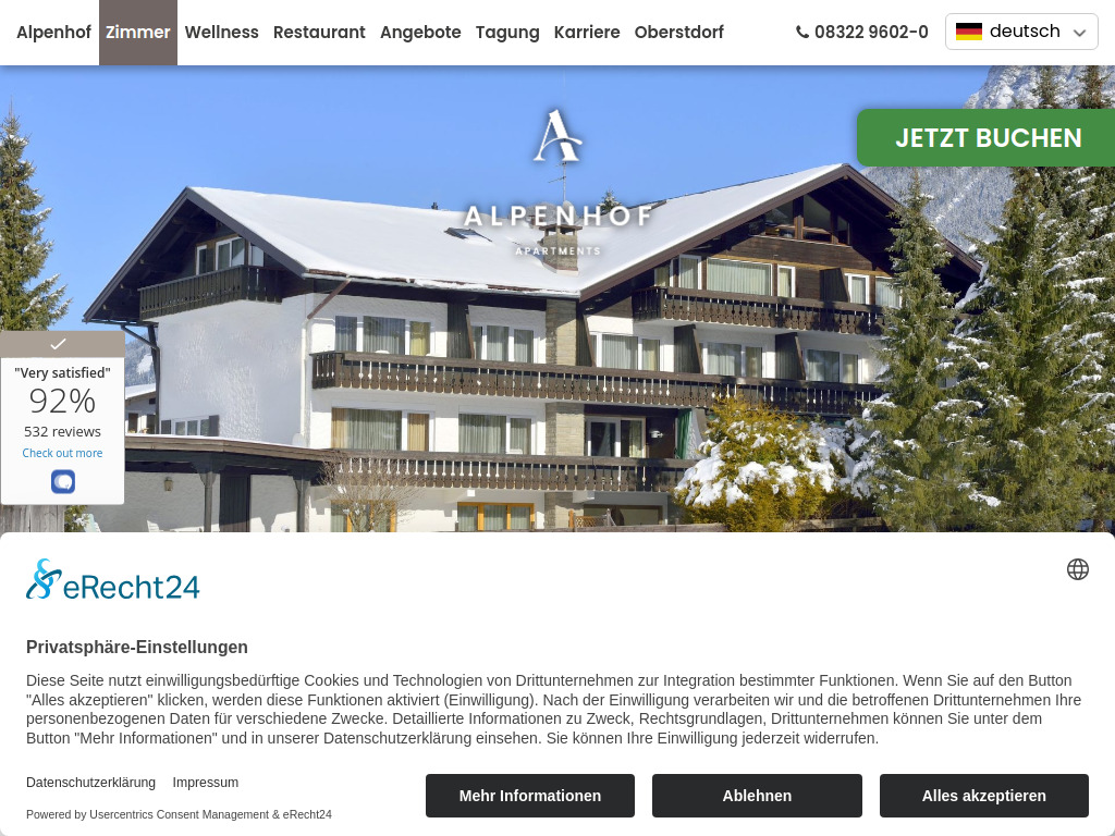 Website von Alpenhof GmbH in Oberstdorf