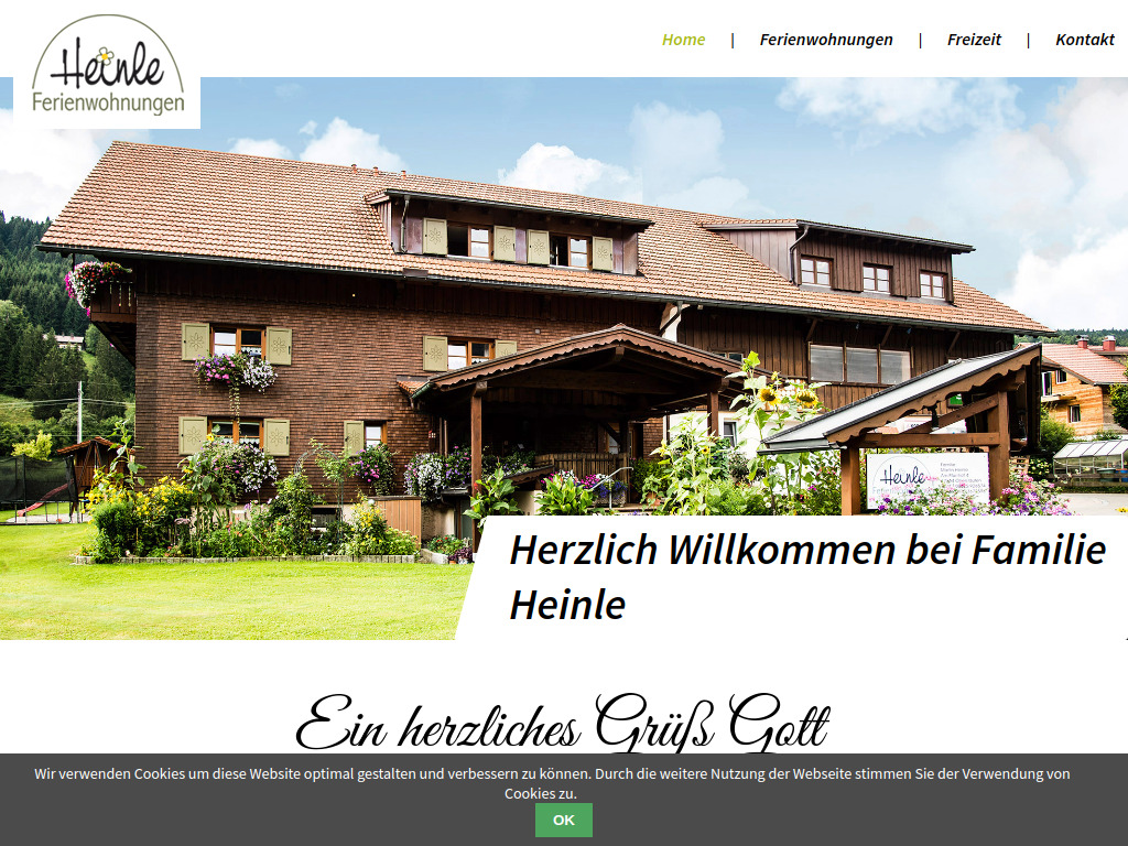 Website von Ferienwohnungen Heinle in Oberstaufen-Thalkirchdorf