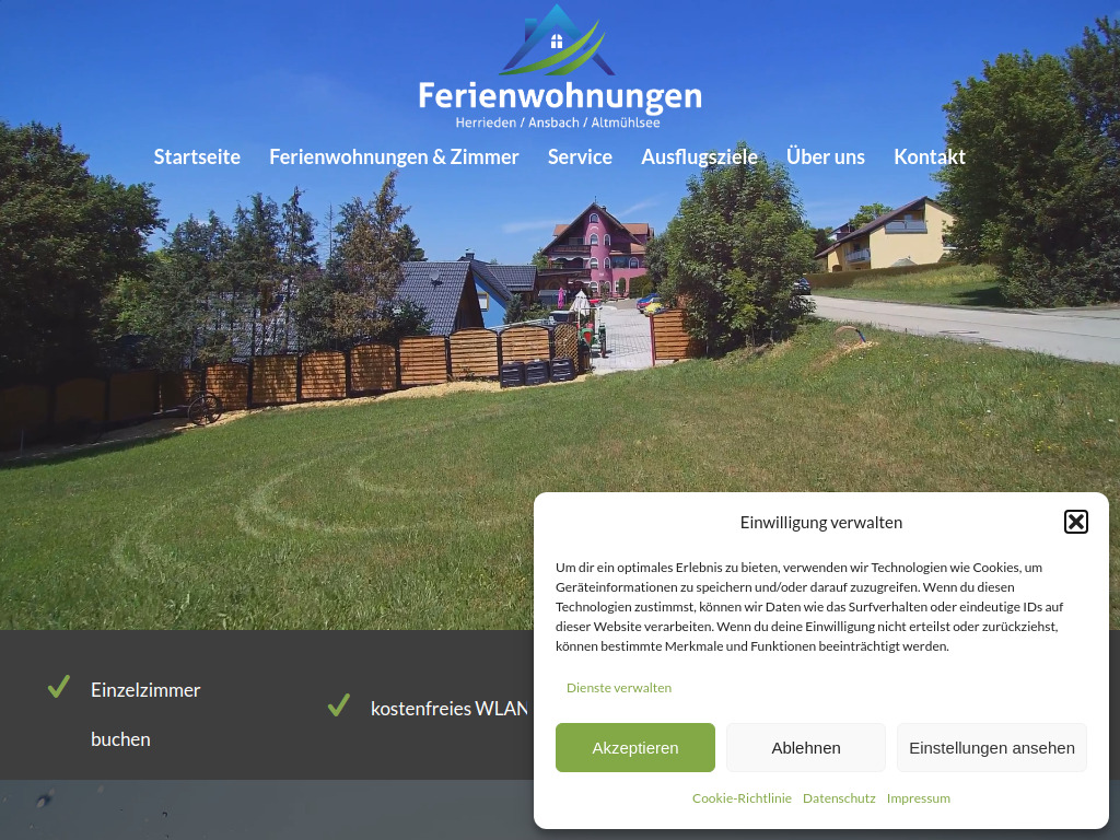 Website von Ferienwohnung Herrieden in Herrieden