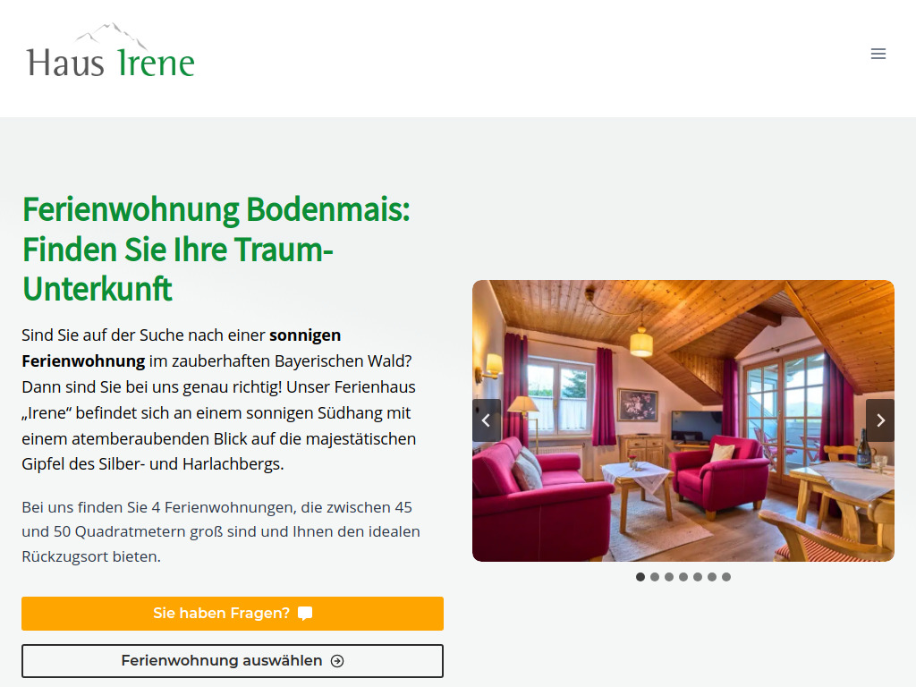Website von Haus Irene in Bodenmais
