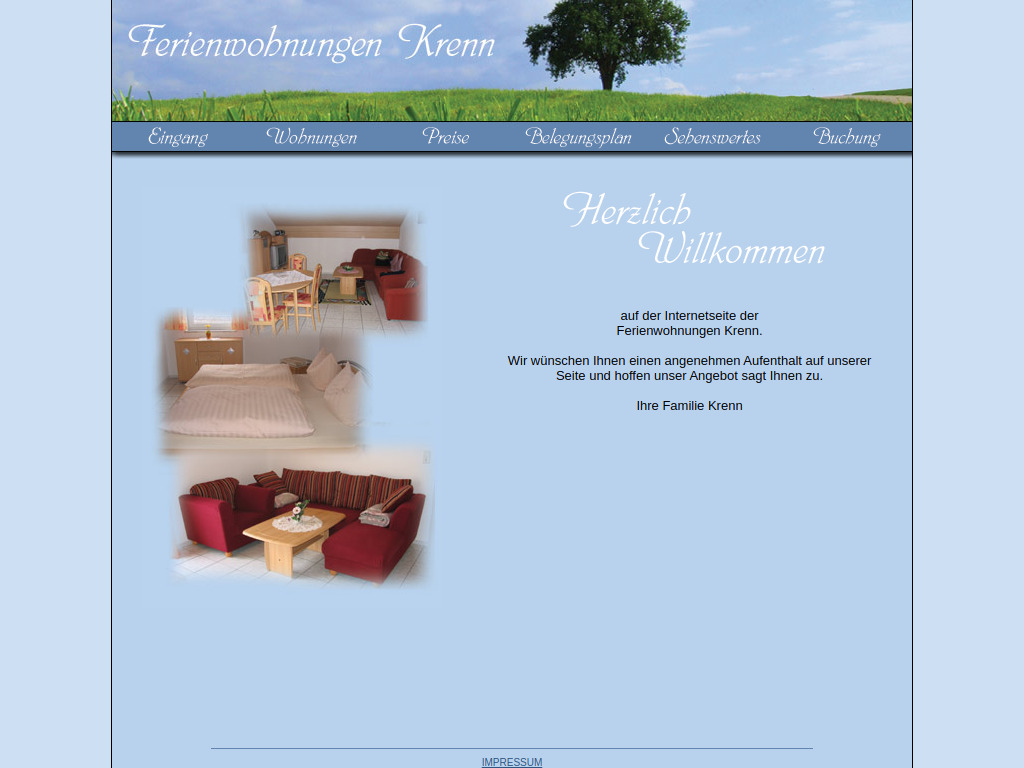 Website von Ferienwohnungen Krenn in Schönberg
