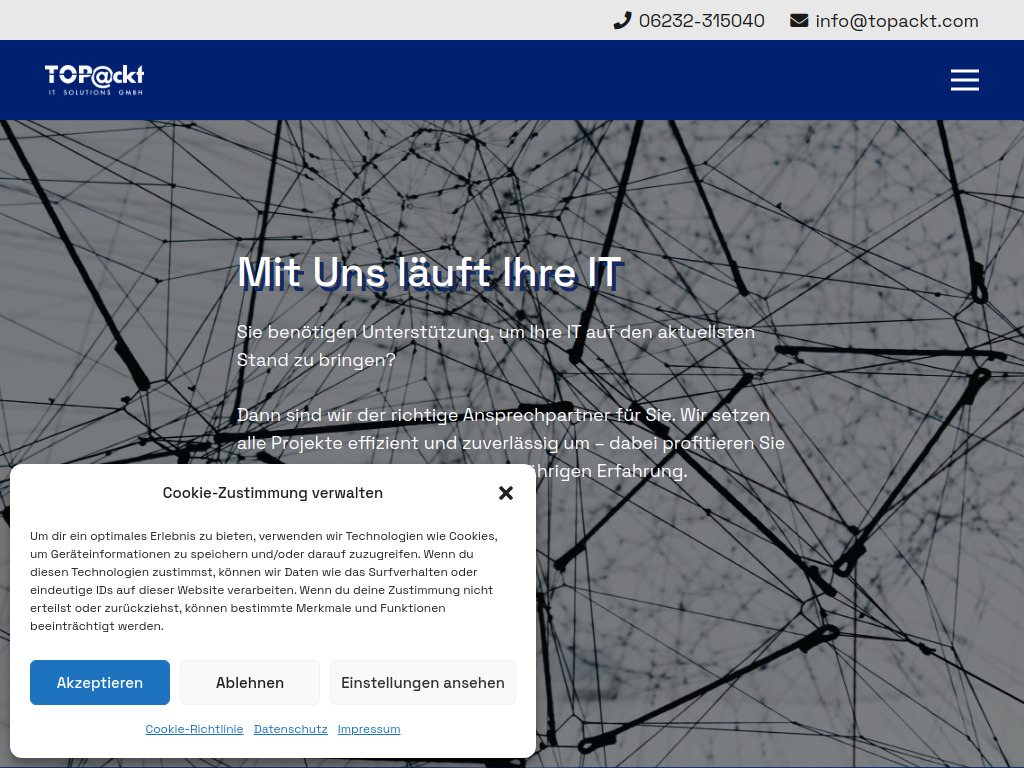 Website von Topackt IT Solutions GmbH in Speyer