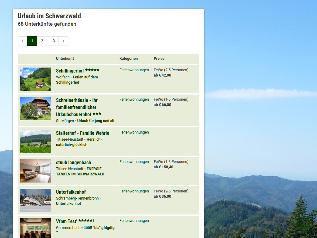 Website von ferienwohnungen-liste-schwarzwald.de