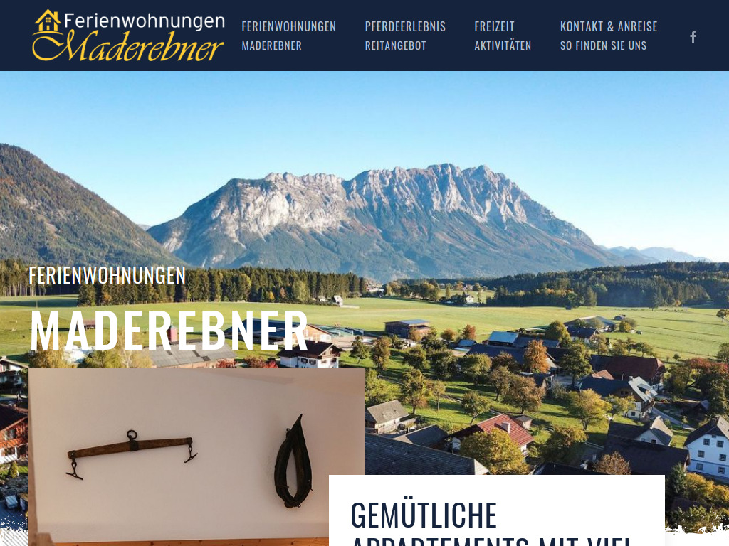 Website von Ferienwohnungen Maderebner in Gröbming
