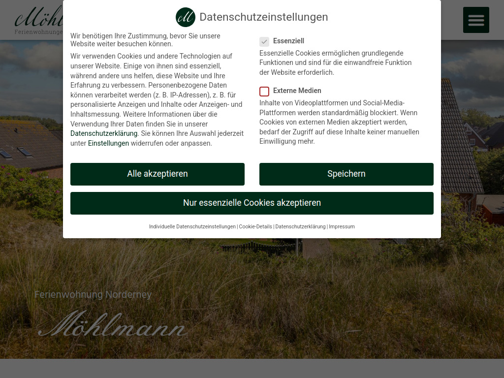 Website von Ferienwohnung Möhlmann in Norderney