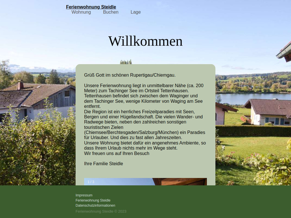 Website von Ferienwohnung Steidle in Waging am See