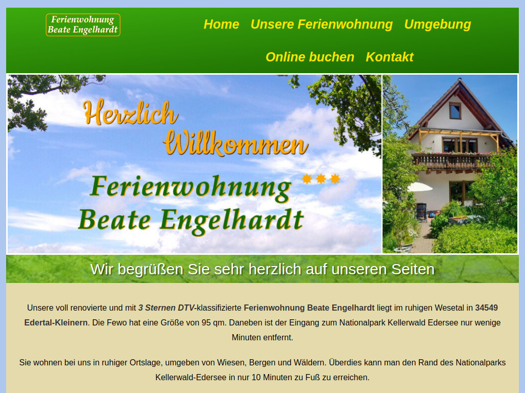 Website von Ferienwohnung Beate Engelhardt in Edertal-Kleinern
