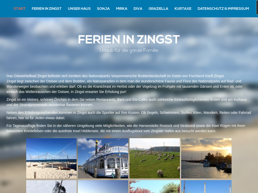 Website von Ferienwohnung Zingst - Willkommen in Zingst