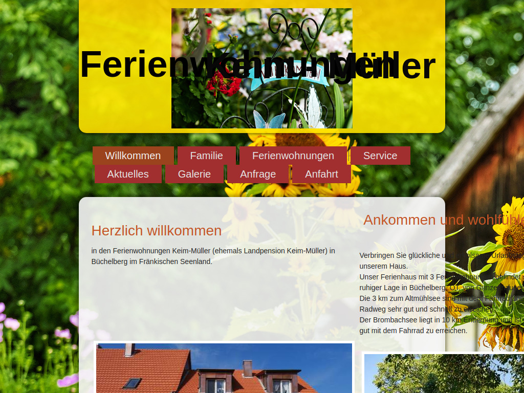 Website von Ferienwohnungen Keim-Müller in Gunzenhausen