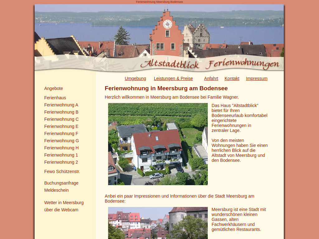 Website von Altstadtblick Ferienwohnungen in Meersburg