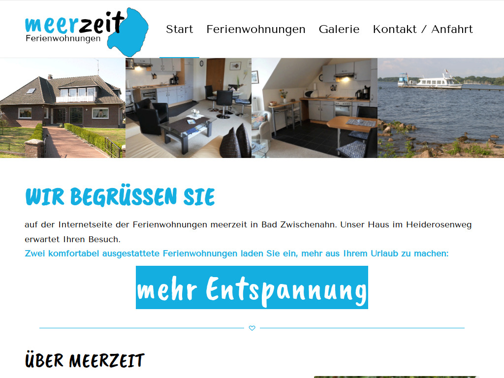 Website von Ferienwohnungen Meerzeit in Bad Zwischenahn