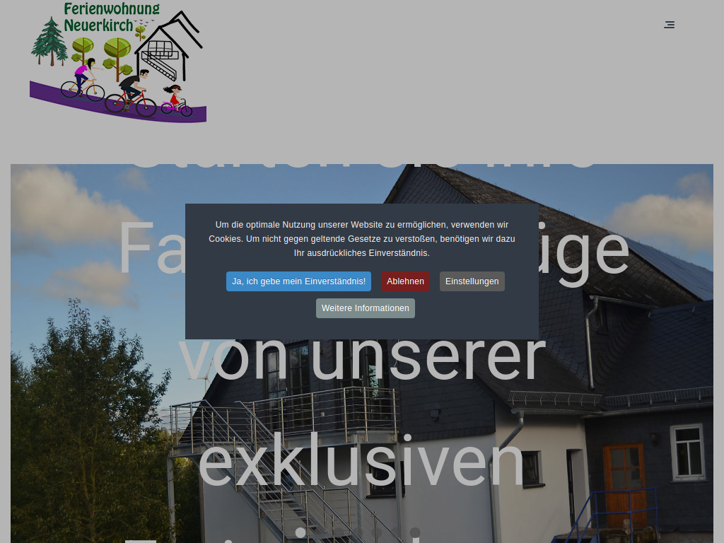 Website von Neuerkircher Ferienwohnung am Radweg in Neuerkirch