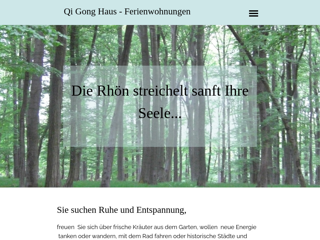 Website von Qi Gong Haus - Ferienwohnungen in Roßdorf