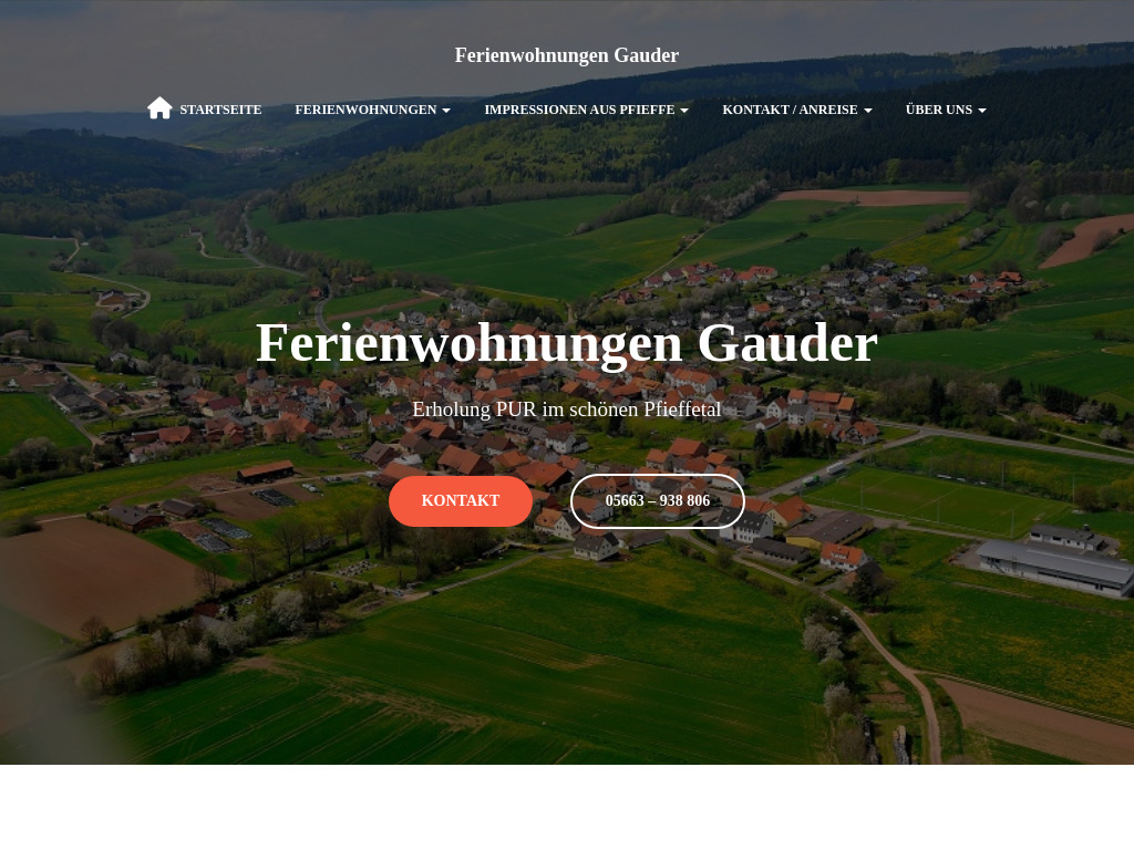 Website von Ferienwohnungen Gauder in Spangenberg