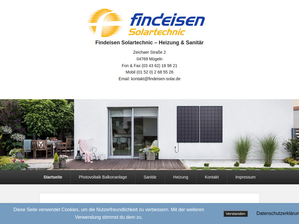 Website von Findeisen Solartechnic – Heizung & Sanitär in Mügeln