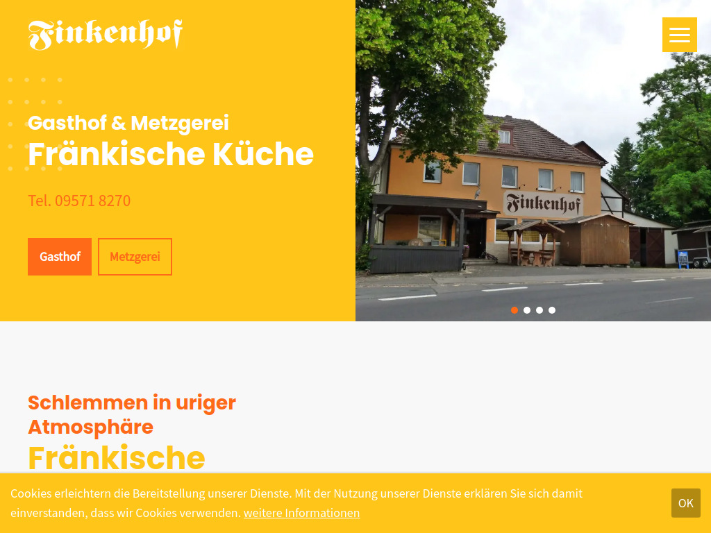 Website von Finkenhof in Michelau
