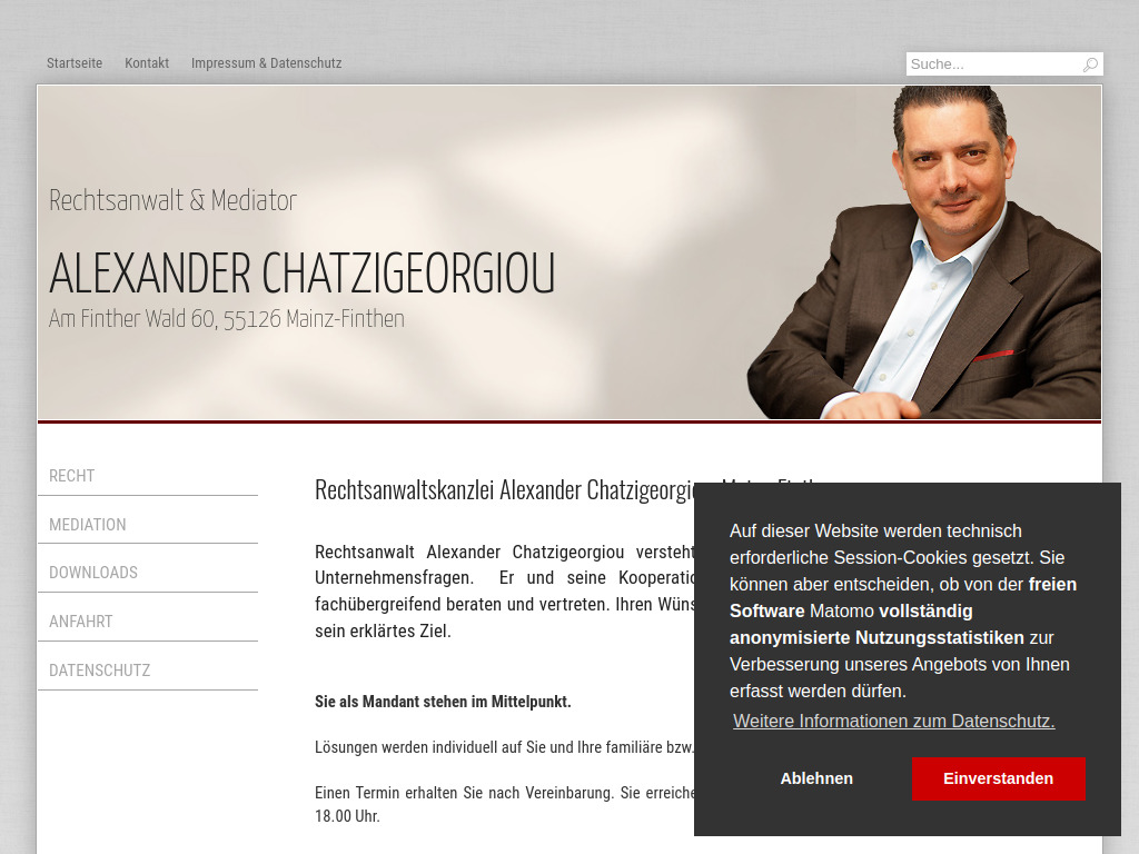 Website von Rechtsanwaltskanzlei Alexander Chatzigeorgiou in Mainz
