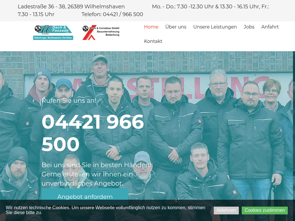 Website von Koch & Cornelius GmbH in Wilhelmshaven