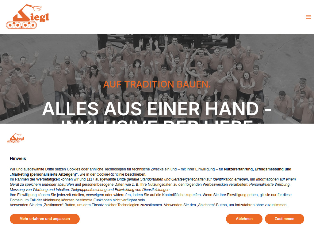 Website von Siegl GmbH in Ergolding
