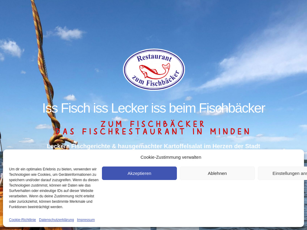 Website von Restaurant Zum Fischbäcker in Minden