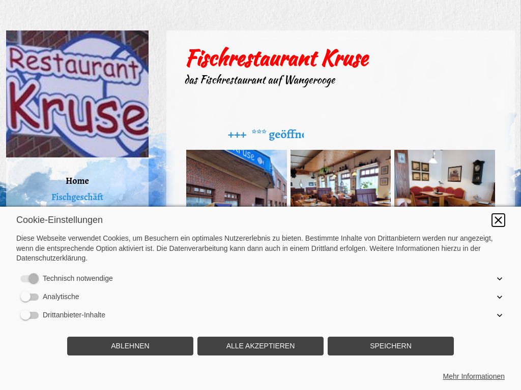 Website von Fischrestaurant Kruse in Wangerooge