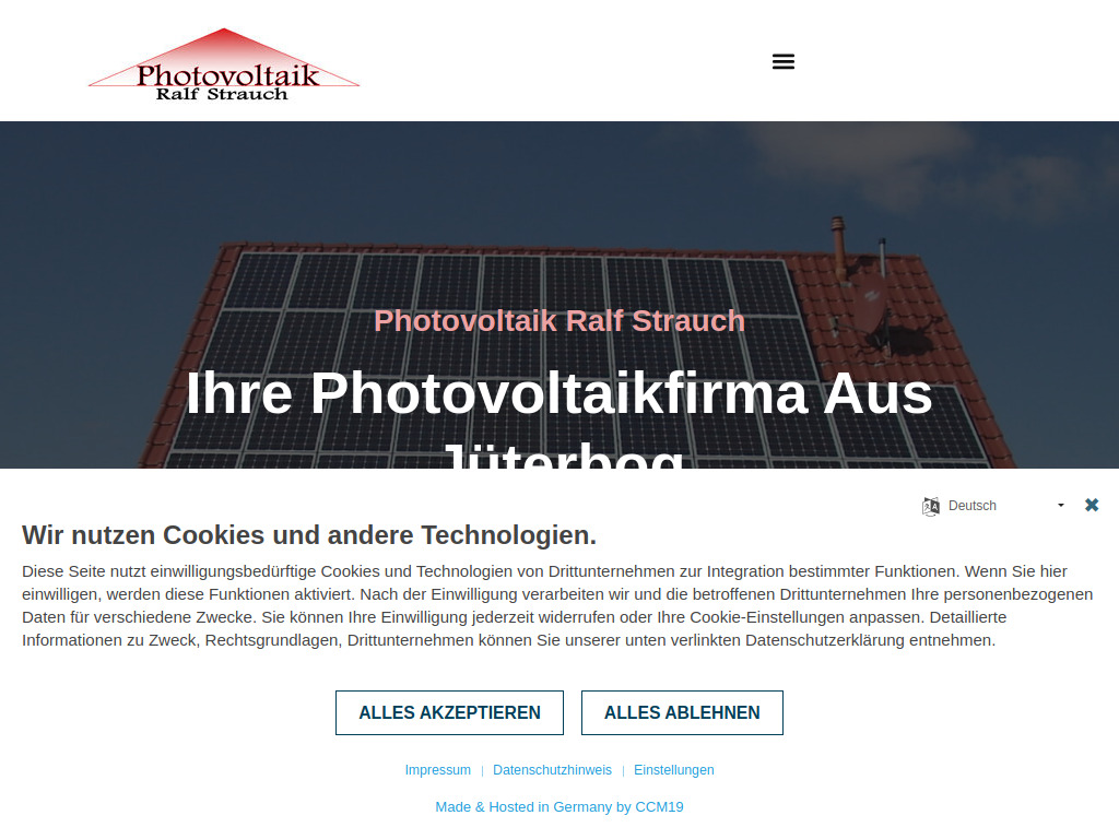 Website von Photovoltaik Ralf Strauch in Jüterbog