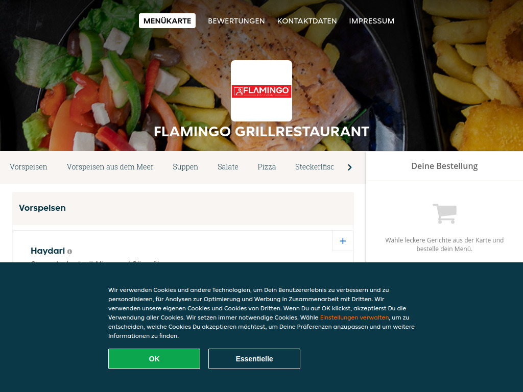 Website von Flamingo Grillrestaurant - Essen online bestellen in Wien