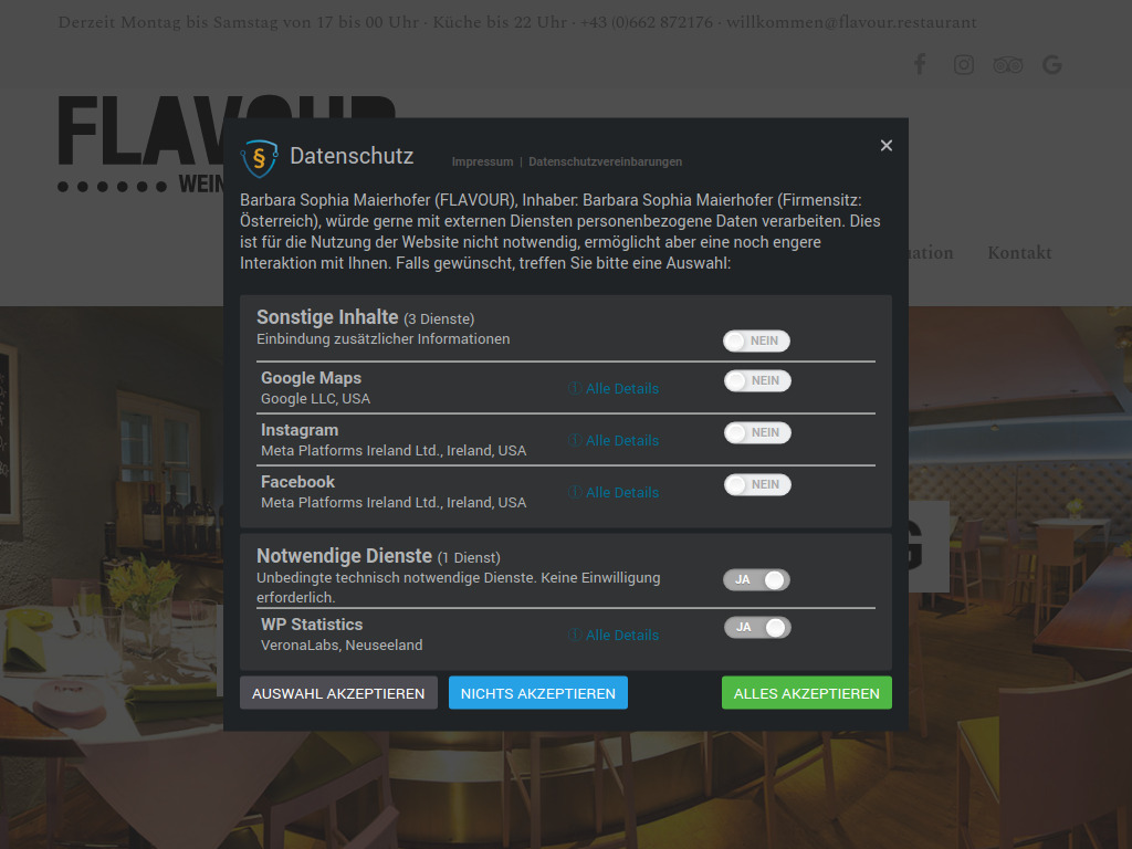 Website von FLAVOUR in Salzburg