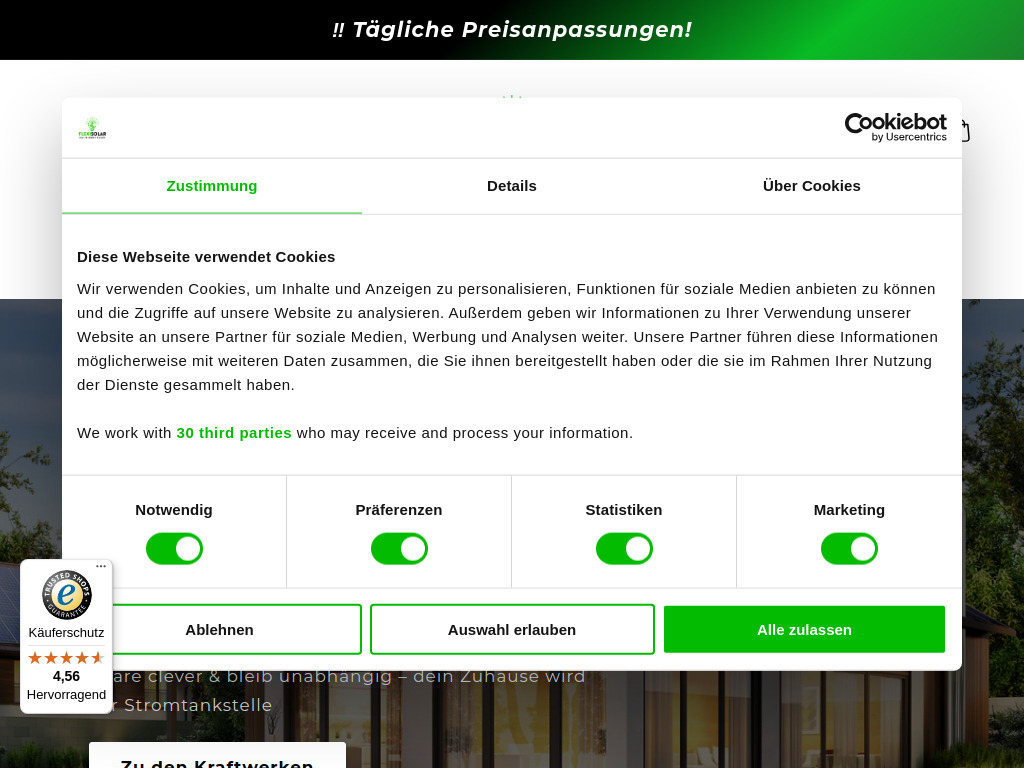 Website von Flexisolar GmbH in Uess