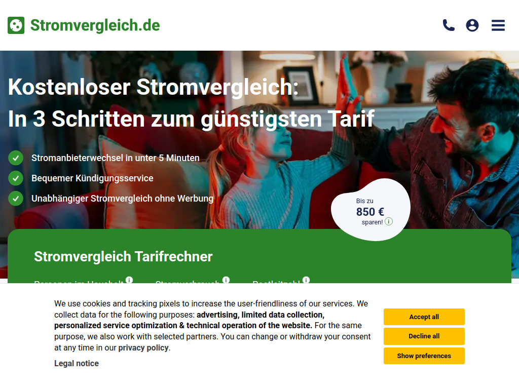 Website von Synatix Energievergleichsportale GmbH in Hameln