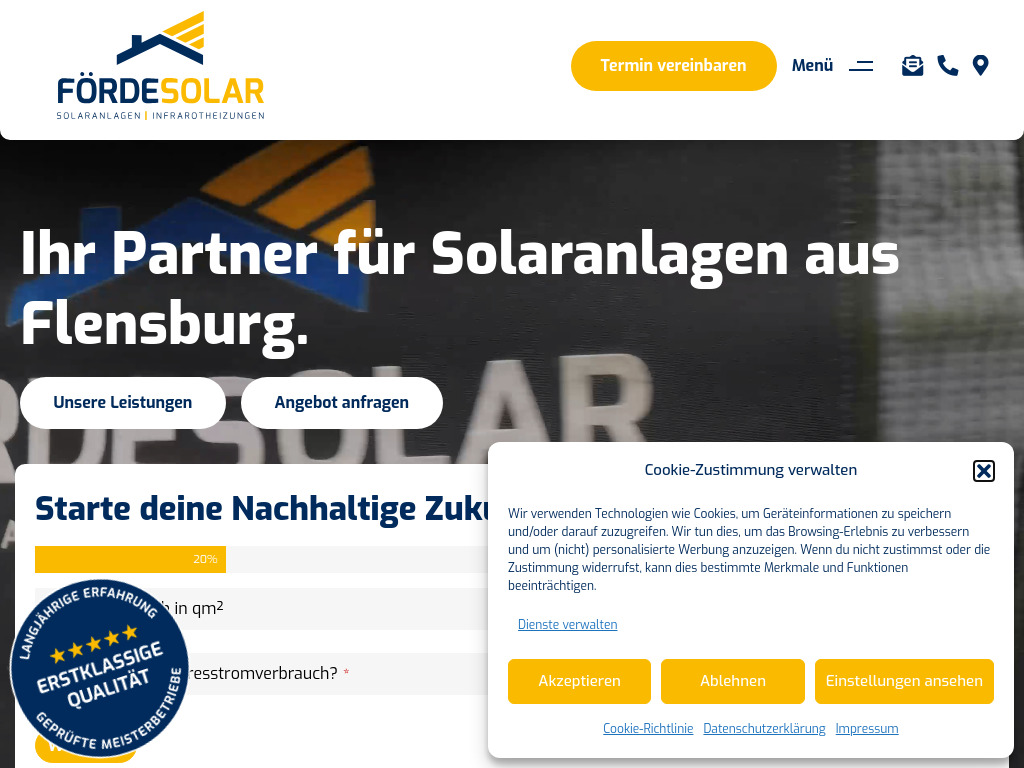 Website von Förde Solar GmbH in Harrislee