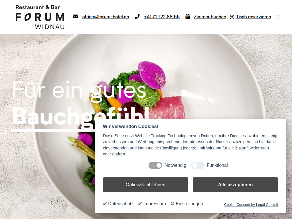Website von Genuss im Restaurant Forum, Widnau, Rheintal in Widnau