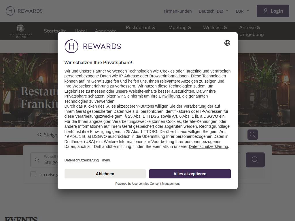 Website von Restaurants in Frankfurt